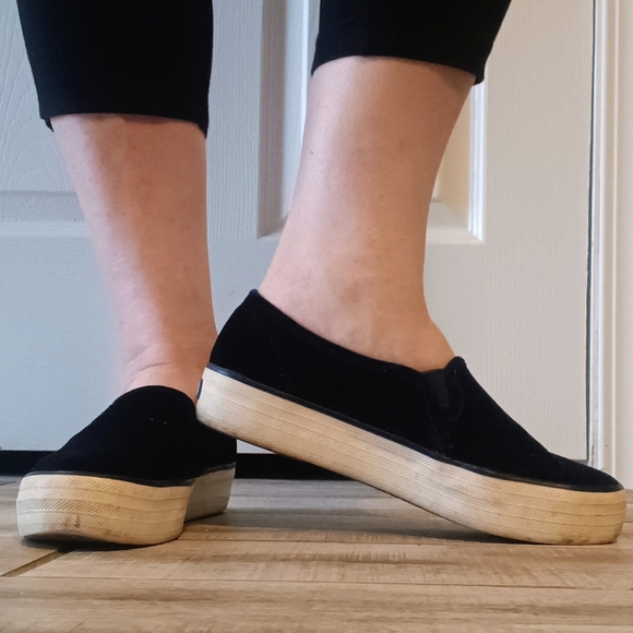 Keds Celebrations Dark Blue Velvet Double Decker Slip-on Sneakers - Picture 7 of 8